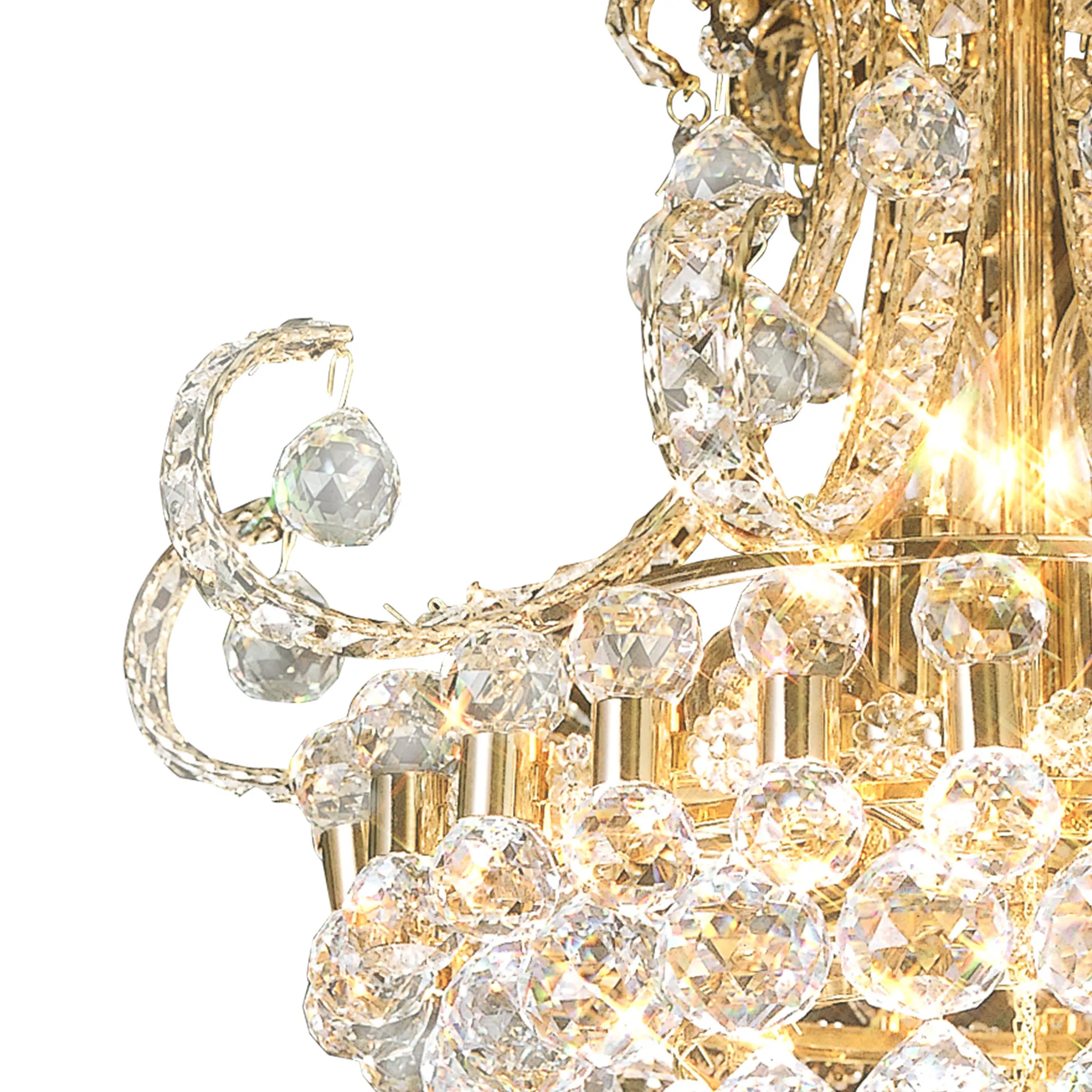 Pearl Crystal Chandelier 9 Light French Gold IL30006  Diyas Pearl
